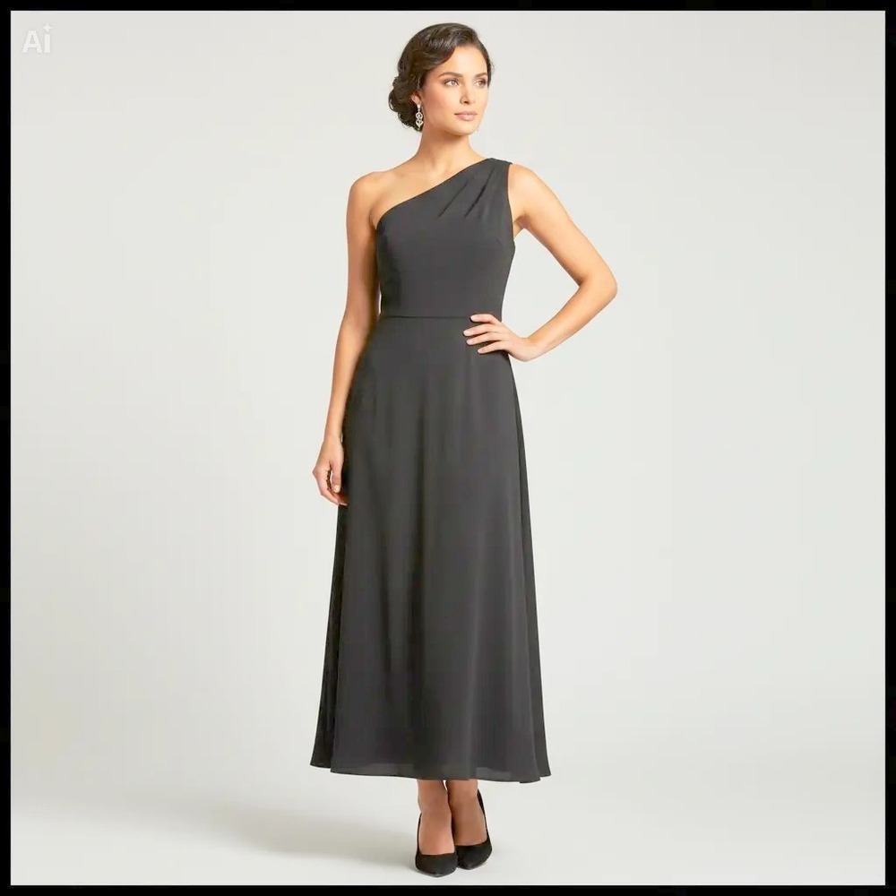 DB Studio Black One Shoulder Maxi Dress Formal Evening Gown Size 4 F10555